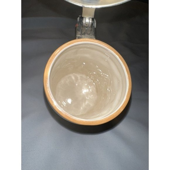 Lidded Beer Stein with Pewter Lid Stonewear Pint Made In Japan - Picture 6 of 7